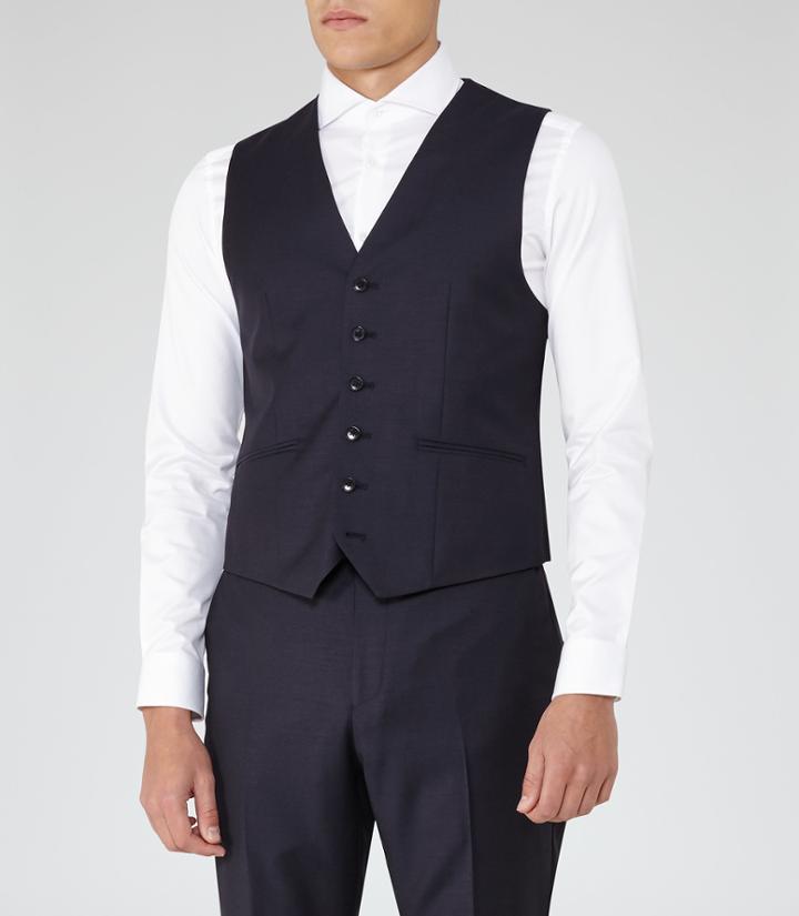 Reiss Harry W - Modern Fit Waistcoat In Blue, Mens, Size 36