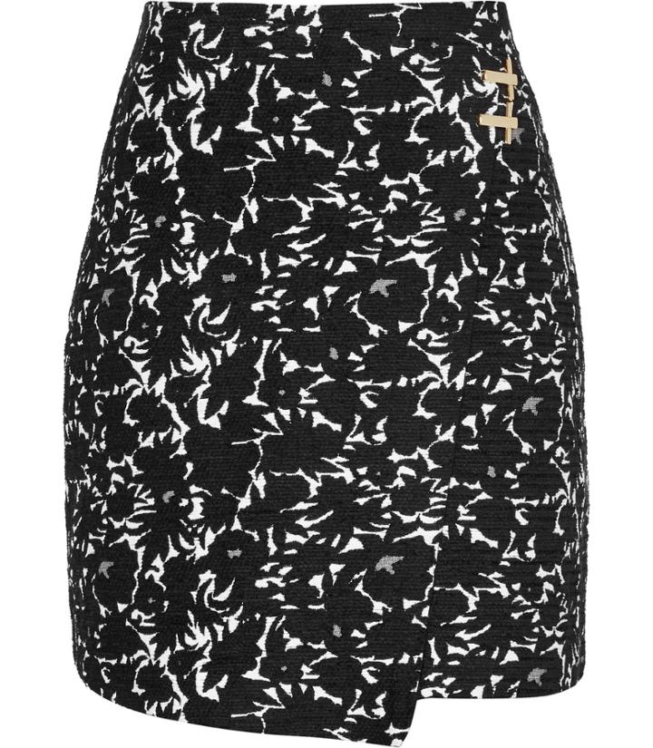 Reiss Naomi - Womens Jacquard Wrap Skirt In Black, Size 4
