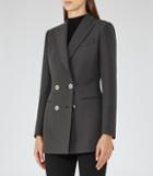 Reiss Cameo - Womens Double-breasted Blazer In Grey, Size 4
