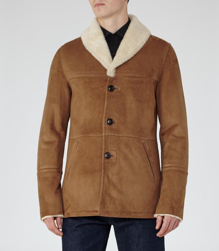 Reiss Tyson - Mens Shearling Coat In Brown, Size S