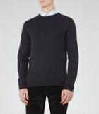 Reiss Hart - Mens Merino Crew-neck Jumper In New Navy, Size Xs