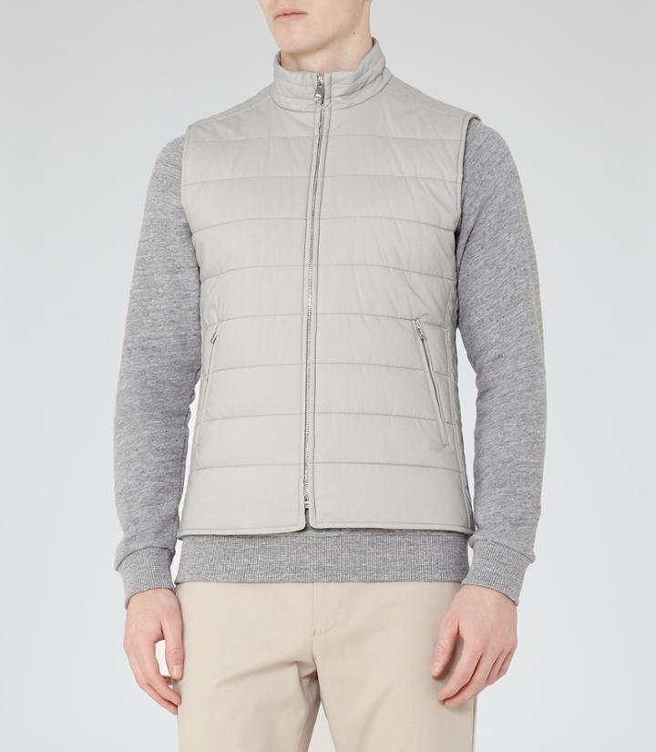 Reiss Cash - Mens Padded Gilet In Brown, Size Xs