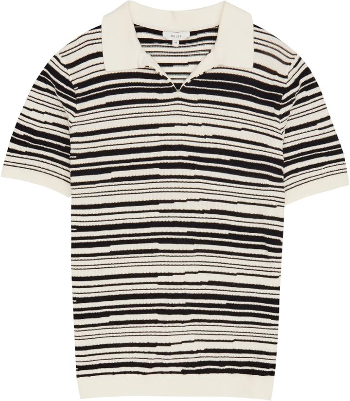 Reiss Metro - Mens Blurred Stripe Polo Shirt In White, Size S