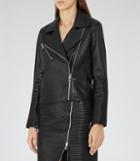 Reiss Brewer - Womens Leather Biker Jacket In Black, Size 4