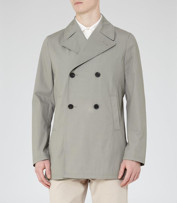 Reiss Sandbrooks - Cotton Peacoat In Brown, Mens, Size S