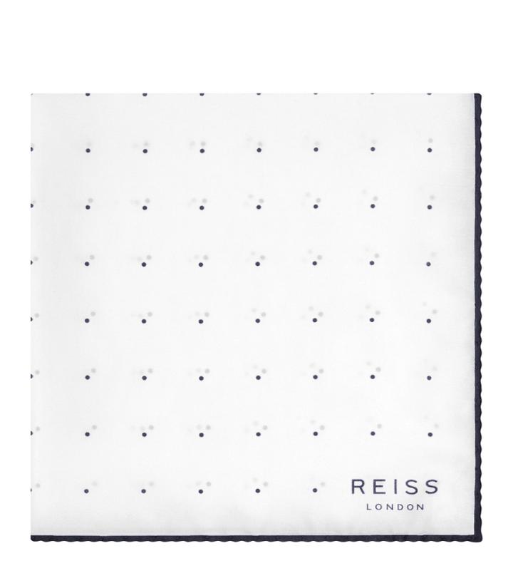 Reiss Helmar - Mens Silk Dotted Pocket Square In White