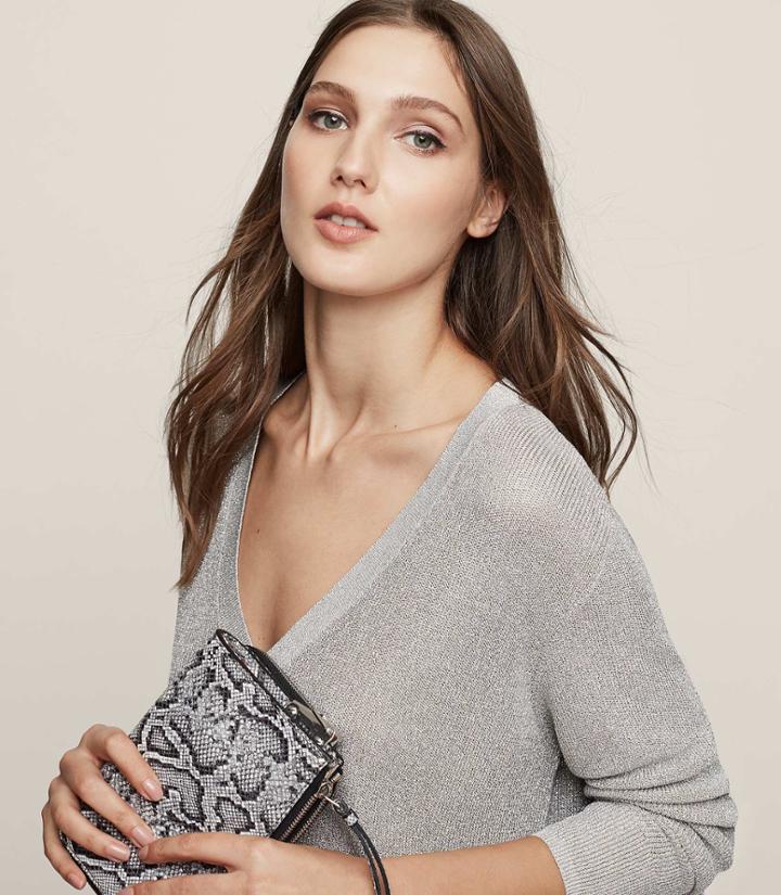 Reiss Bless - Metallic Jumper In Grey, Womens, Size S
