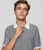 Reiss Danny - Herringbone Polo Shirt In White, Mens, Size Xs