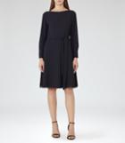 Reiss Primrose - Long-sleeved Dress In Blue, Womens, Size 0