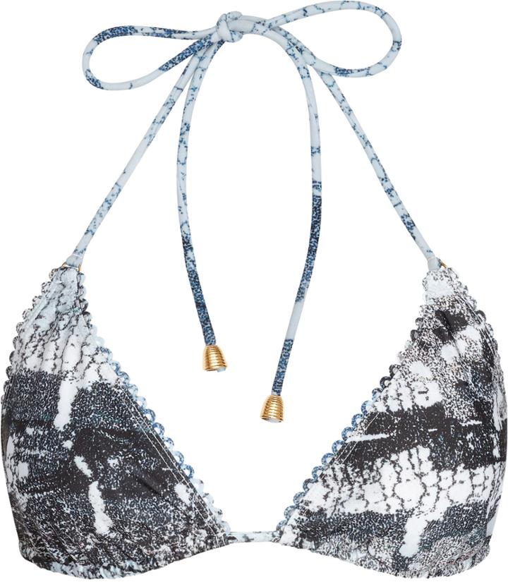 Reiss Fiora Print T - Womens Printed Bikini Top In Blue, Size Xs