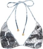 Reiss Fiora Print T - Womens Printed Bikini Top In Blue, Size Xs