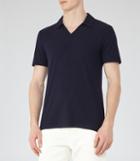 Reiss Charles - Mens Ribbed Polo Shirt In Blue, Size Xs