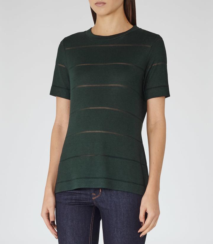 Reiss Cassis - Womens Jersey T-shirt In Green, Size L