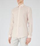 Reiss Perdu - Slim Linen Shirt In Pink, Mens, Size Xs