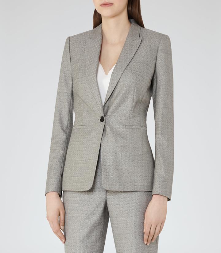 Reiss Martine Jacket - Patterned Blazer In Black, Womens, Size 0