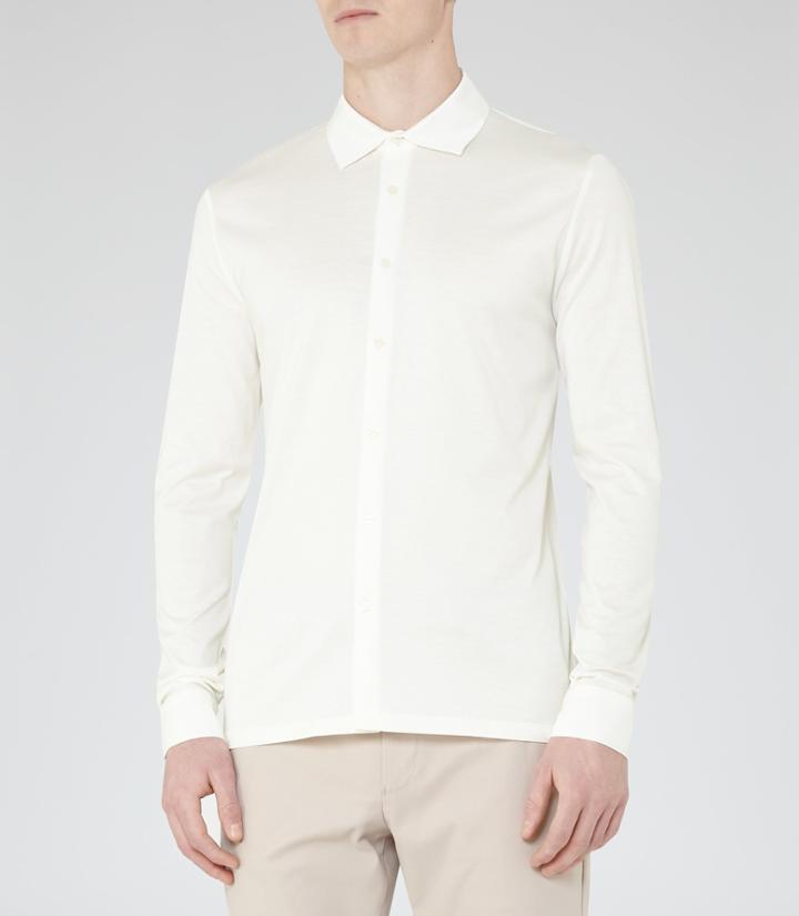 Reiss Chapter - Mercerised Cotton Shirt In White, Mens, Size S