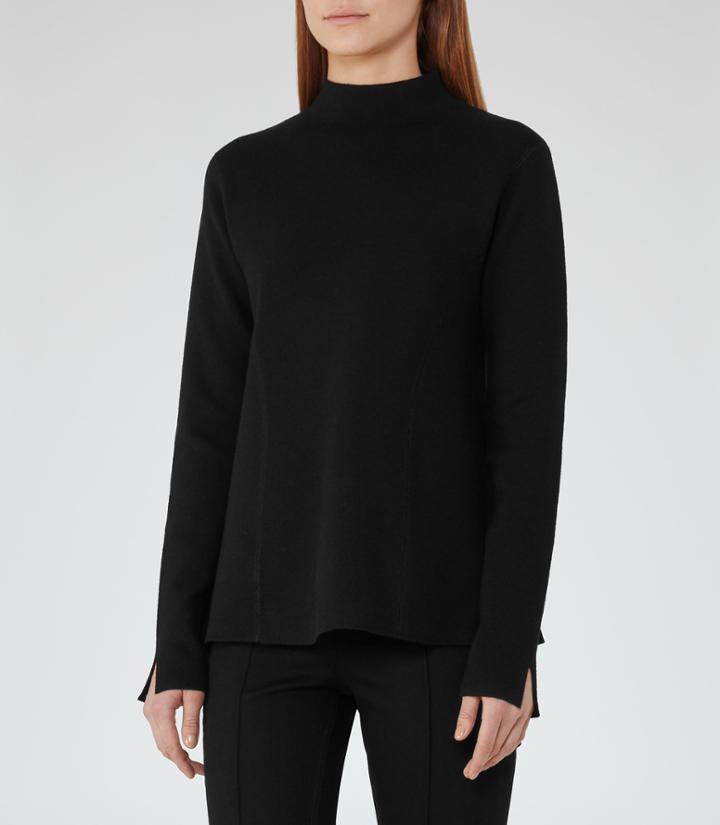 Reiss Sofie - Womens High-neck A-line Jumper In Black, Size Xs