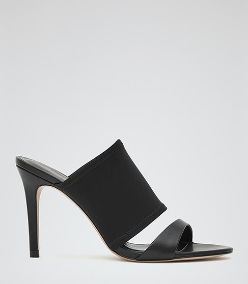 Reiss Brie Leather And Neoprene Sandals