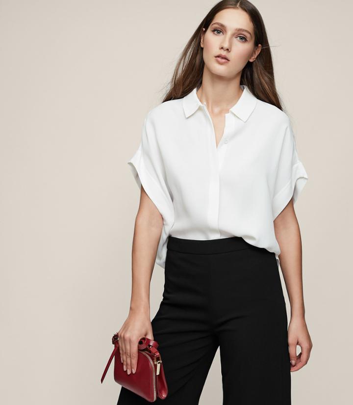 Reiss Simi - Short-sleeved Shirt In White, Womens, Size 0