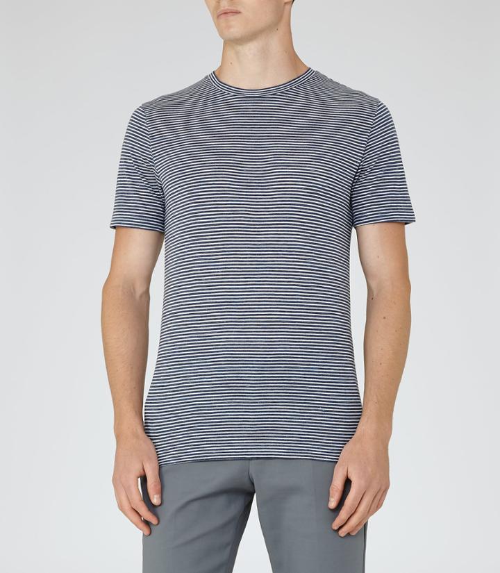 Reiss Monty - Mens Striped T-shirt In Blue, Size S