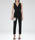 Reiss Amorie - Womens Lace-top Jumpsuit In Black, Size 4