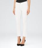 Reiss Faye Off White - Womens Cropped Kick-flare Jeans In White, Size 24