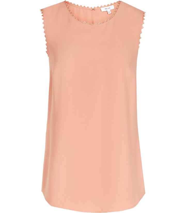 Reiss Acorn - Womens Lace-trimmed Tank Top In Red, Size 4