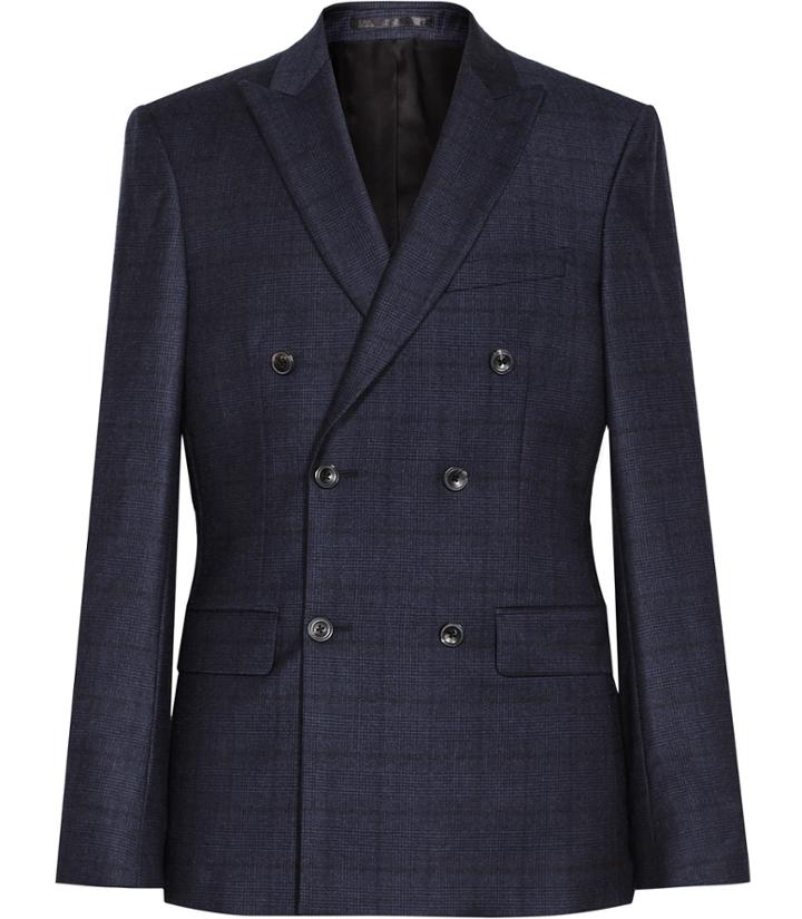Reiss Hour B - Mens Slim Double-breasted Blazer In Blue, Size 36