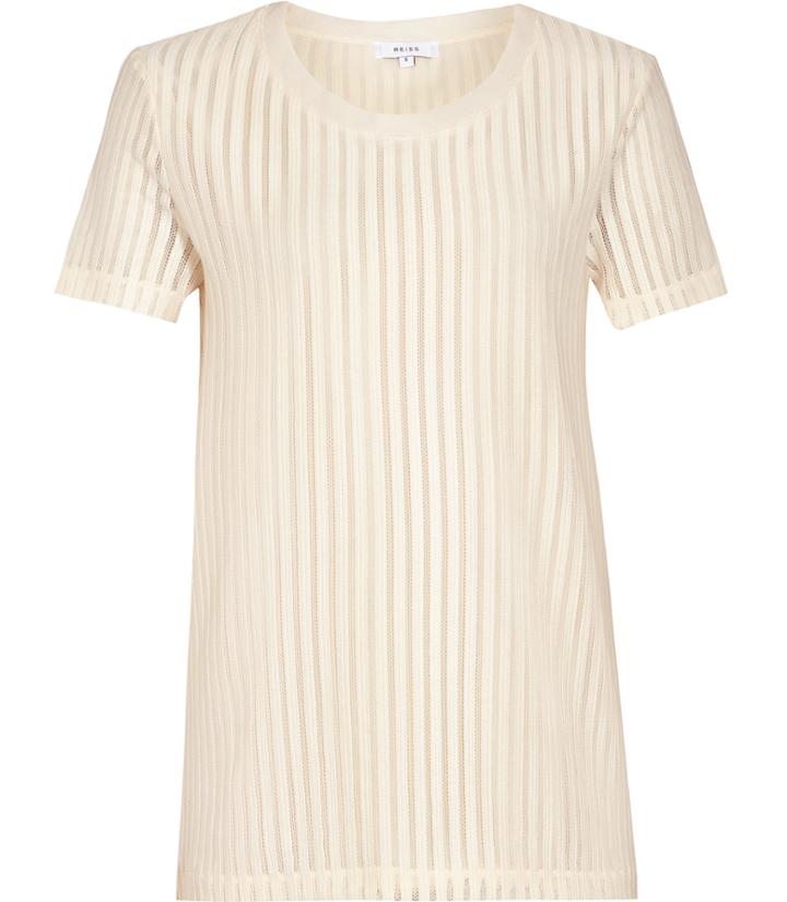 Reiss Tuesday - Womens Textured Short-sleeved Top In Brown, Size Xs