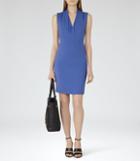 Reiss Cassia - Womens Fitted V-neck Dress In Blue, Size 4