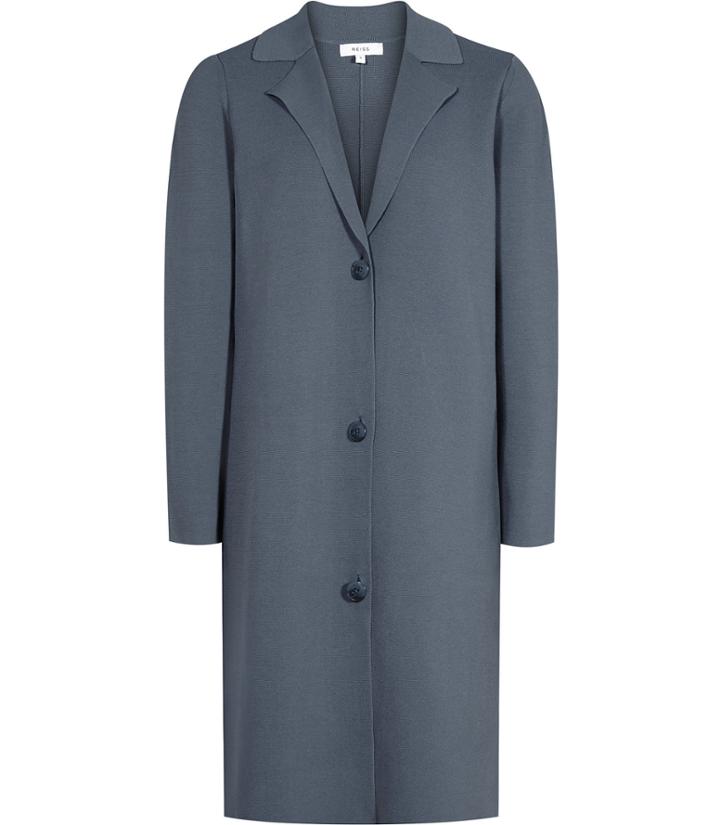 Reiss Katy - Womens Longline Knitted Cardigan In Blue, Size Xs