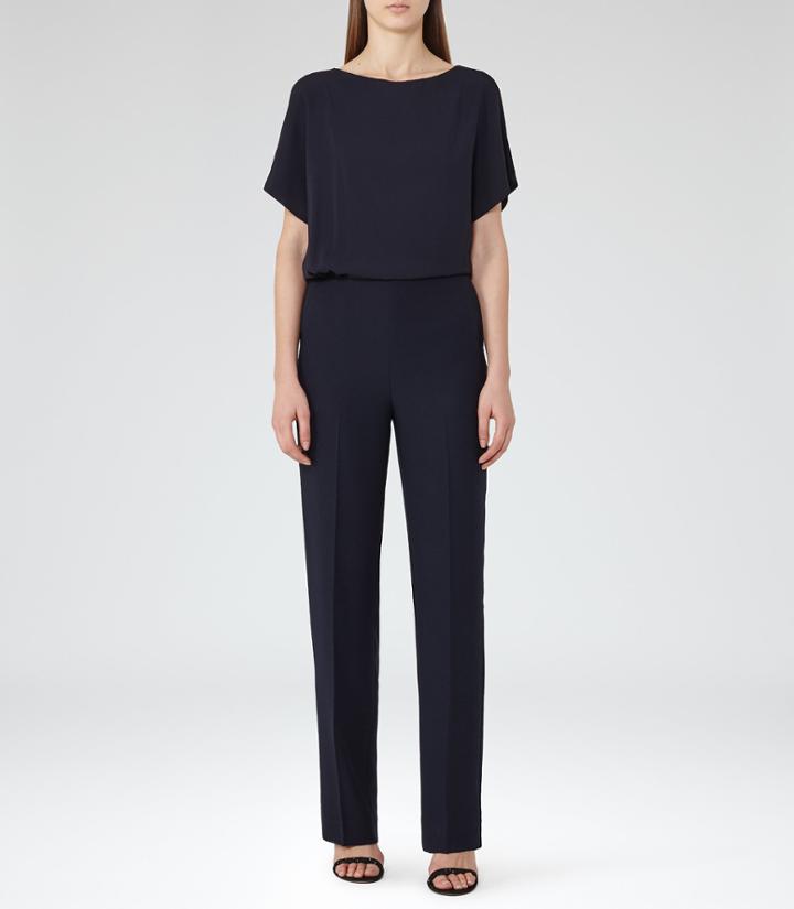 Reiss Granger - Open-shoulder Jumpsuit In Blue, Womens, Size 0