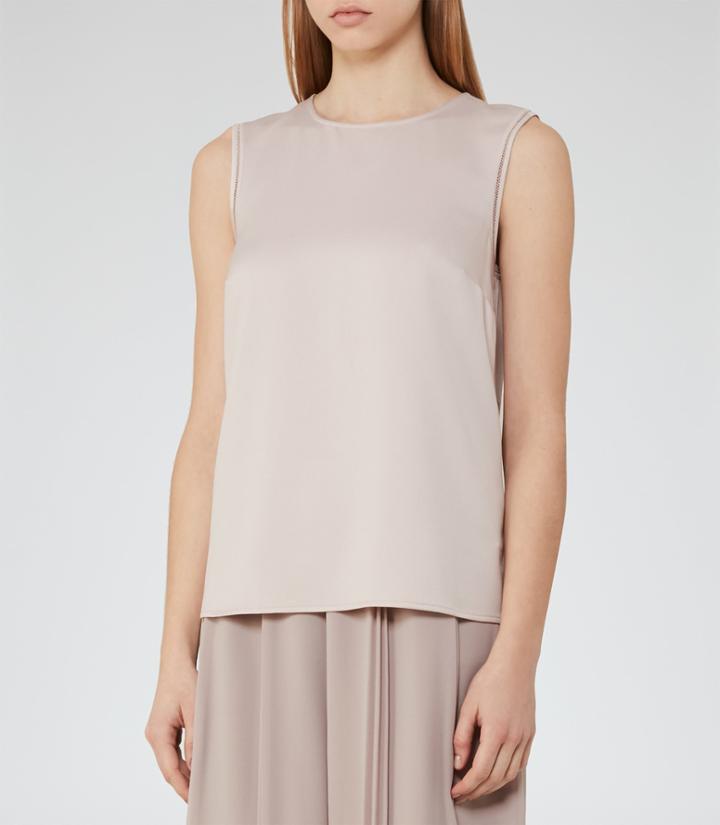 Reiss Alicia - Button-back Tank Top In Orange, Womens, Size 2