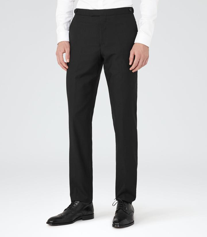 Reiss Knapp T - Mens Wool Tailored Trousers In Black, Size 30