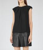Reiss Livia - Womens Button-back Top In Black, Size 8