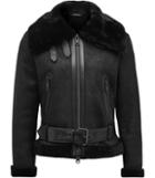 Reiss Nell - Womens Shearling Biker Jacket In Black, Size Xs
