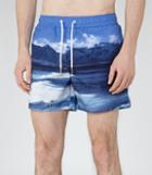 Reiss Seascape - Mens Printed Swim Shorts In Blue, Size S