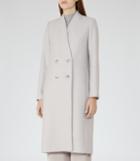 Reiss Pirrin - Womens Collarless Textured Coat In Grey, Size 6