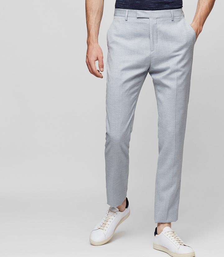 Reiss Whitehouse T - Mottled Weave Trousers In Blue, Mens, Size 28