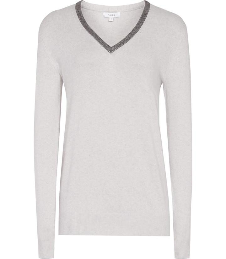 Reiss Torryn - Womens Embellished Jumper In Grey, Size Xs