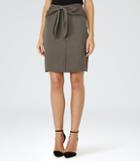 Reiss Dakota - Womens Bow-detail Skirt In Green, Size 14