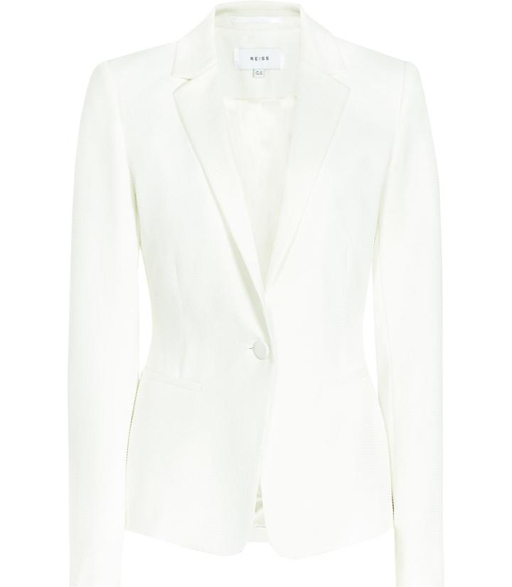 Reiss Hanneli - Womens Ruffle-back Jacket In White, Size 6