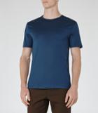 Reiss Braizer - Mens Mercerised Cotton T-shirt In Blue, Size S