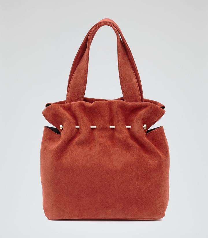 Reiss Cassius - Womens Suede And Metal Tote In Brown, Size One Size