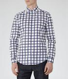 Reiss Barcelona - Mens Abstract Check Shirt In Blue, Size S