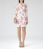 Reiss Kami - Womens Printed Long-sleeved Dress In Cream, Size 6