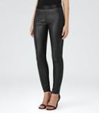 Reiss Knole - Womens Leather And Ponte Trousers In Black, Size 6