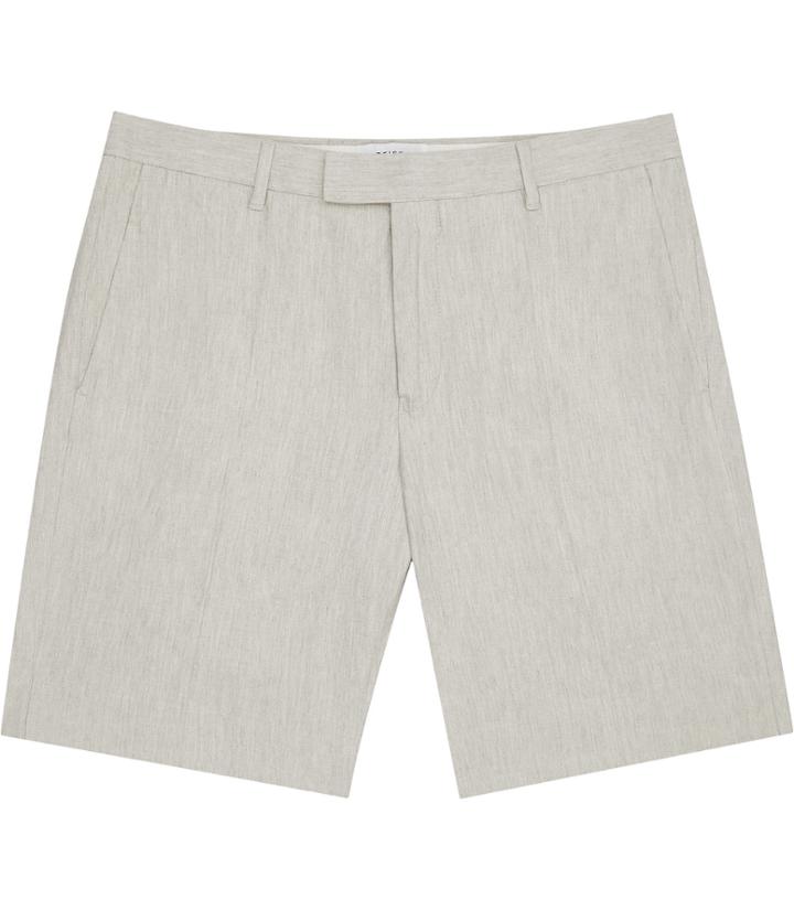 Reiss Valley - Mens Linen And Cotton Shorts In White, Size 30