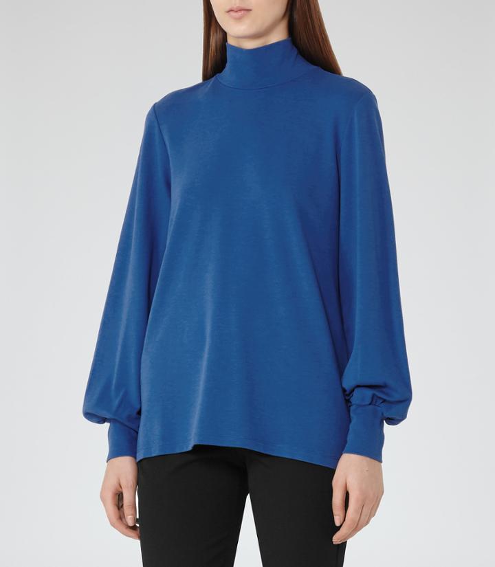 Reiss Pippa - Batwing Roll-neck Jumper In Blue, Womens, Size Xs