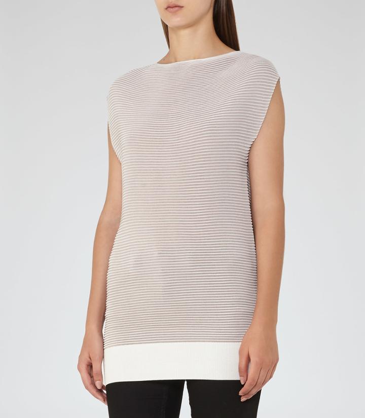 Reiss Lucinda - Womens Rib-knit Sleeveless Jumper In White, Size Xs